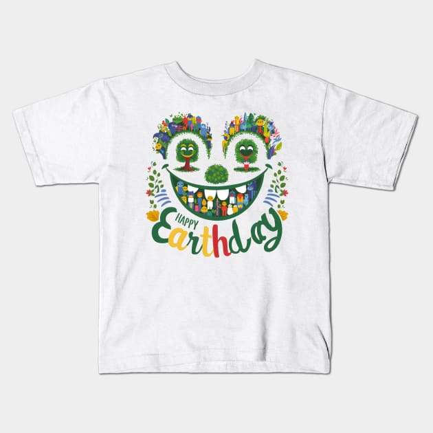 Happy Earthday Kids T-Shirt by Noshiyn